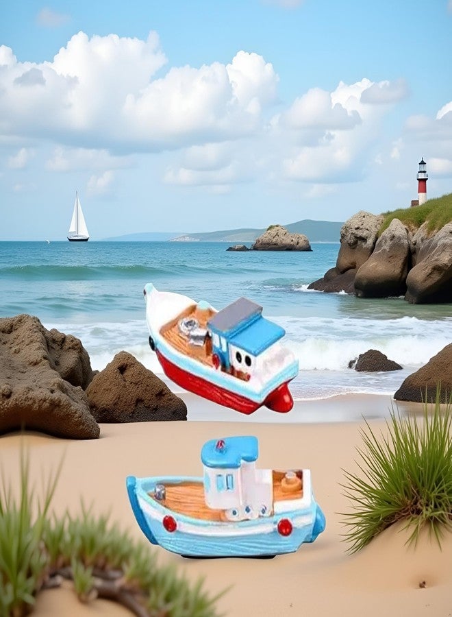 قارب صيد مصغر لبيت الدمى من وينتوين آب، قطعتان، نموذج يخت، ديكور متوسطي، تماثيل مكتبية من الراتنج، زينة، ديكور شاطئ المحيط، ديكور منظر طبيعي مصغر، إكسسوارات بيت الدمى، ديكورات - Image 5